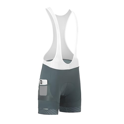 Santic Radlerhose Herren Trägerhose Fahrrad Herren kurz mit Sitzpolster Radlerhose gepolstert Grau EU XXL von Santic