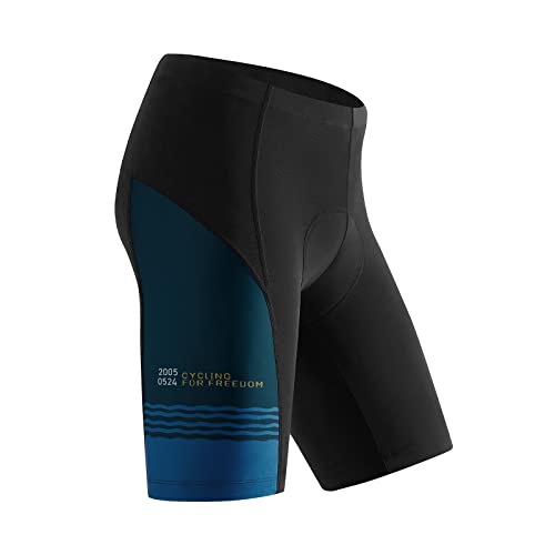 Santic Radlerhose Herren mit Sitzpolster Fahrradhose Herren Gepolsterte Radhose Herren Blau EU L von Santic