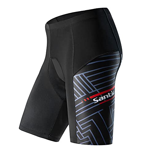 Santic Radlerhose Herren mit Sitzpolster Gepolsterte Fahrradhose kurz Schwarz EU 3XL von Santic