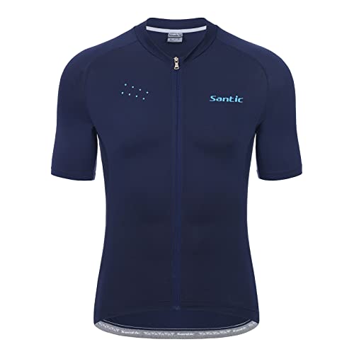 Santic Radtrikot Herren Kurzarm Fahrradtrikot Fahrradbekleidung T Shirt für Männer Blau EU XL von Santic