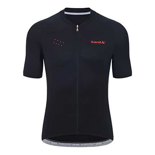 Santic Radtrikot Herren Kurzarm Fahrradtrikot Fahrradbekleidung T Shirt für Männer Schwarz EU XL von Santic