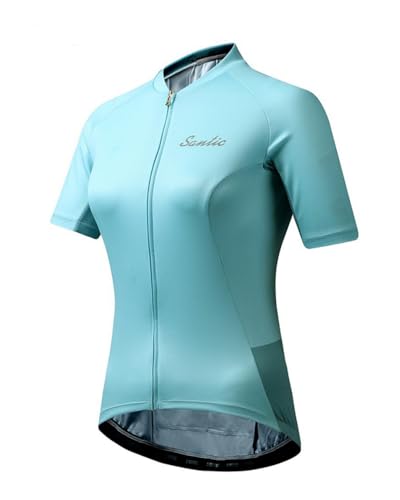 Santic Women Cycling-Jersey Short-Sleeve Bike-Jersey - Full Zip Tight Tops 2020 Summer Turquoise von Santic
