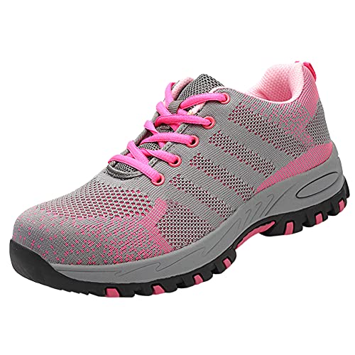 Bequemer Arbeitsschuhe Sicherheitsschuhe Mit Stahlkappe Damen Schuhe Sportlich Atmungsaktiv Schutzschuhe Leicht Arbeitsschuh Rosa01 37 EU von Santimon