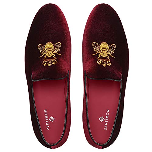 Herren Mokassin Slipper Loafer Schuhe Slip-on Fahrschuhe Halbschuhe Flache Fahren Hausschuh Rot 43 von Santimon