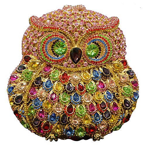 Santimon Abend-Handtaschen Damen funkeln Clutch Abendtasche Handtasche Strass Unterarmtasche Hochzeit Party Glitzer-Tasche Luxus Eule von Santimon