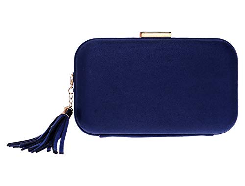 Santimon Damen Clutch Abendtasche Klein Unterarmtasche Umhängetasche Kette Tasche Hochzeit Party Dunkelblau von Santimon