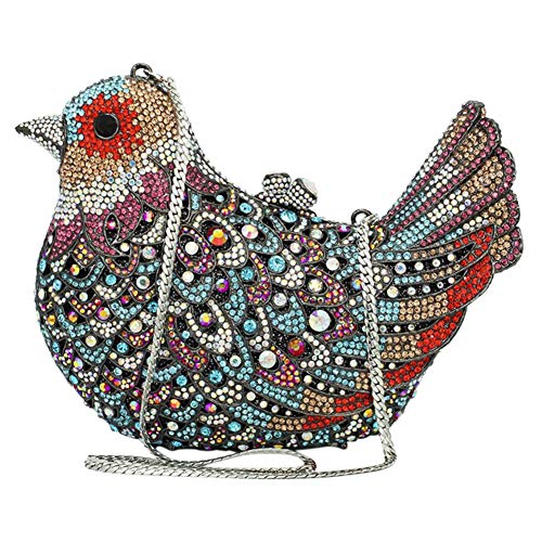 Santimon Damenhandtaschen Glitzer-Clutch Steine Abendtasche Strass Handtasche Diamant Hochzeit Party-Handtaschen Luxus Vogel von Santimon