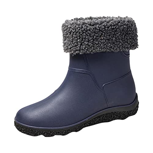 Santimon Gummistiefel Herren Draussen Winterschuhe Wasserdichte Rutschfeste Komfortabel Warm Baumwolle Gefüttert Flach Regenstiefel Blau 41 EU von Santimon
