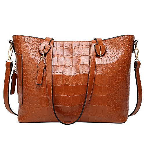 Santimon Travel Damen Tasche Umhängetasche Leder Handtasche Elegant Vintage Schule Crossbody Damentasche Braun von Santimon