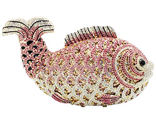Santimon Unterarmtasche Damen-Clutches Abendtasche Handtasche Strass Abend Handtaschen Diamant Hochzeit Party Glitzer-Tasche Luxus Fisch von Santimon