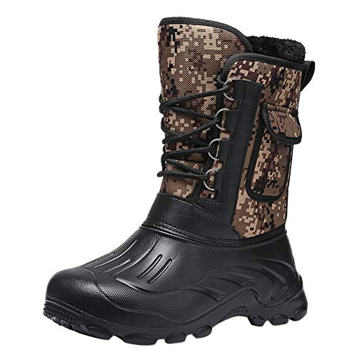 Santimon Wasserdicht Schneestiefel Outdoor Rutschfest Gummi Thermostiefel Gemütlich Warm Gefüttert Tarnung Beiläufig Winterstiefel Camouflage Gold 45 EU von Santimon