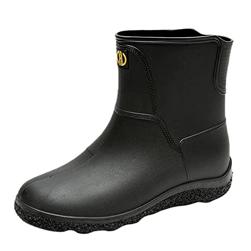 Santimon Wasserdichte Gummistiefel Herren Kurzer Knöchel Regenschuhe Draussen Wandern Rutschfeste Leicht Kausal Schlupfstiefel Schwarz 40.5 EU von Santimon