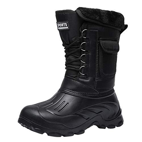 Santimon Winterstiefel Herren Wasserdicht Gemütlich Warm Gefüttert Schneestiefel Rutschfest Wandern Leicht Knöchel Thermostiefel Schwarz 44 EU von Santimon