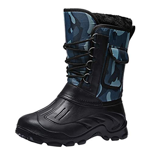 Santimon Winterstiefel Herren Wasserdicht Gemütlich Warm Gefüttert Schneestiefel Rutschfest Wandern Leicht Knöchel Thermostiefel Tarn Blau 42 EU von Santimon