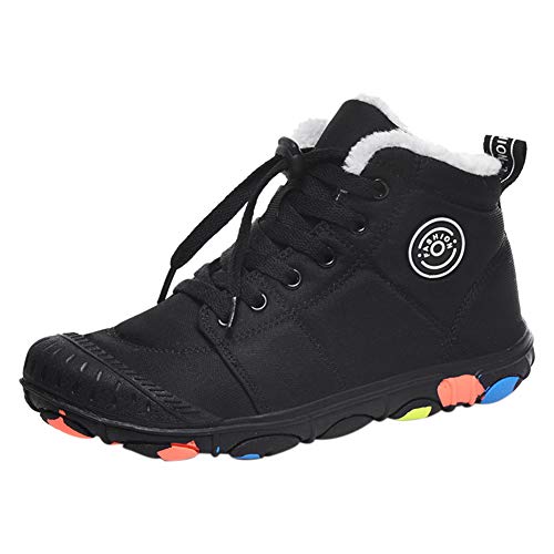 Schneestiefel Kinder Wasserdicht Jungen Mädchen Wanderschuhe Outdoor Sportlich Trekking Rutschfeste Sanft Komfortabel Warmfutter Winterstiefel Schwarz 36 EU von Santimon
