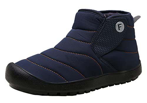 Santimon Turnschuhe Herren Winterstiefel Rutschfeste Warm Gefüttert Gemütlich Wandern Reise Klettverschluss Freizeitschuhe Dunkelblau 44 EU von Santimon