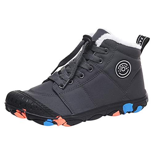 Winterstiefel Jungen Wasserdicht Stiefeletten für Mädchen Rutschfeste Outdoor Sportlich Antikollisions Leicht Komfortabel Klassisch Wanderschuhe Grau 39 EU von Santimon