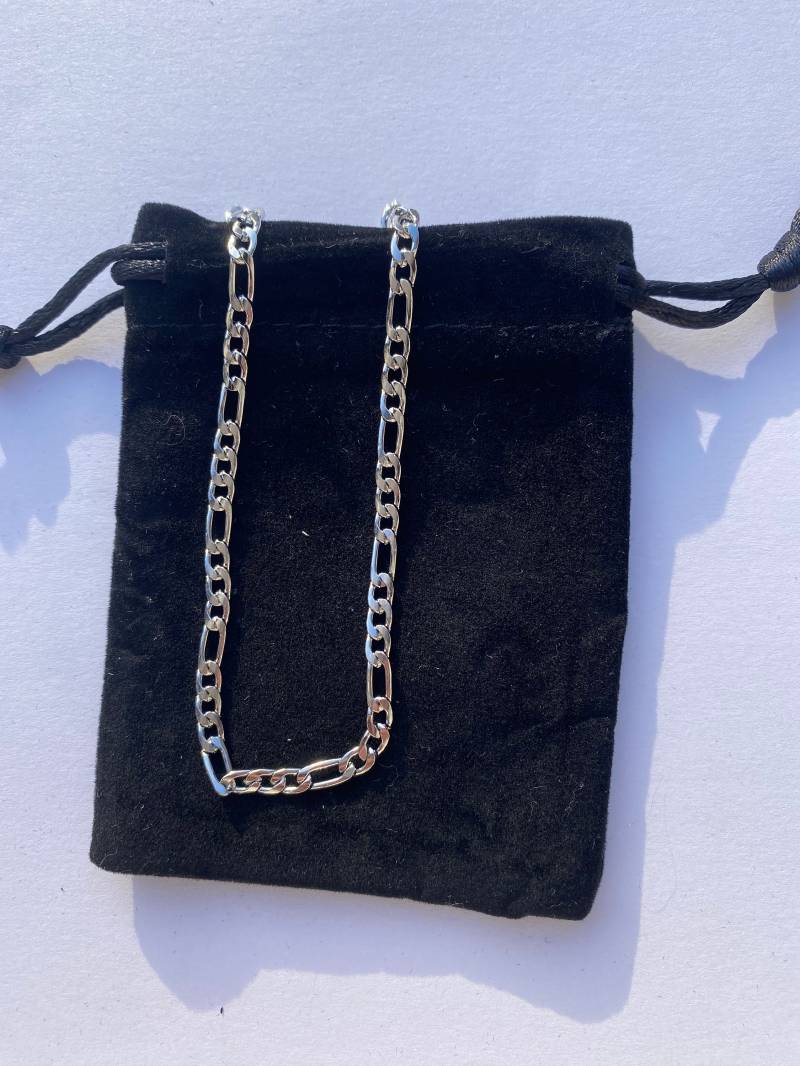 Edelstahl Figaro Kette Halskette - Silber Herren Valentinstag Geschenk Für Ihn Minimalistisch 3mm von SantiniDE