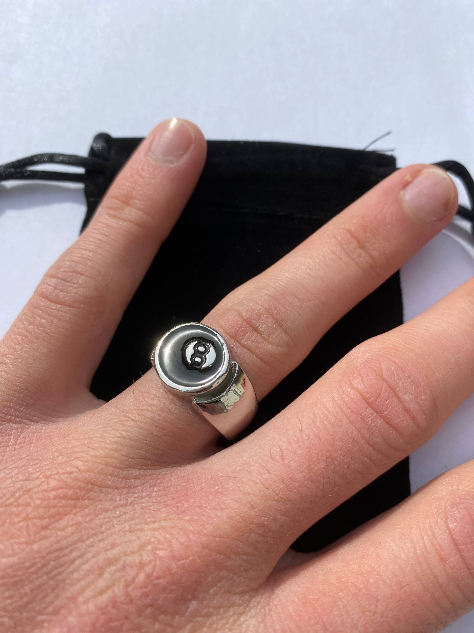 Silber 8 Ball Ring Glück Pool Unisex Snooker Verstellbarer Herrenring Silber 8 Ball Ring Glück Pool Unisex Snooker Verstellbarer Herrenring von SantiniDE