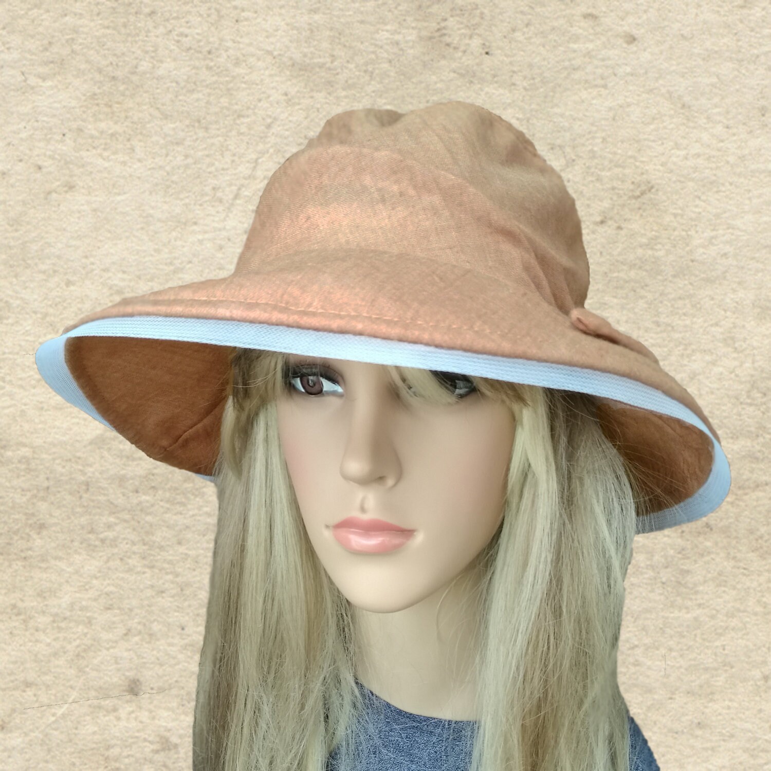 Boho Cloche Sonnenhut Breiter Krempe Baumwolle Strandhut von SantiniStudio