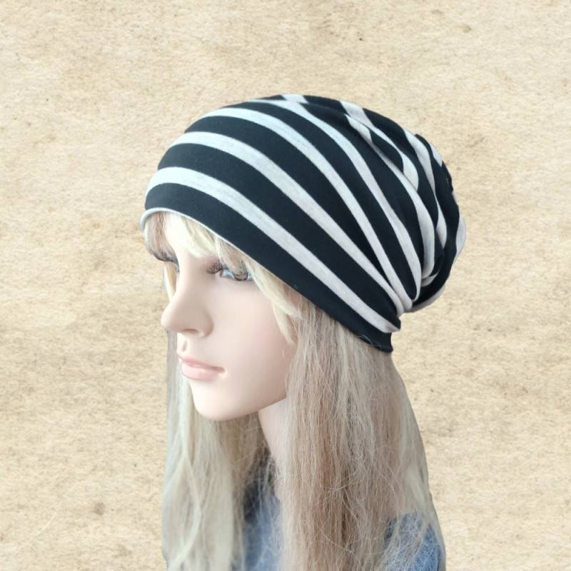 Damen Gestreifte Slouchy Beanie Mütze - Leichtes Polyester von SantiniStudio