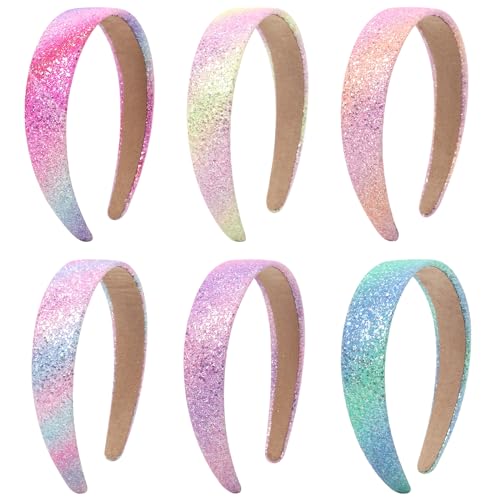 Santoddle Stirnbänder für Mädchen, 6 Stück, glitzernde Baby-Haarbänder, Glitzer-Haarbänder, bunte Haarbänder für Mädchen, Partyzubehör von Santoddle