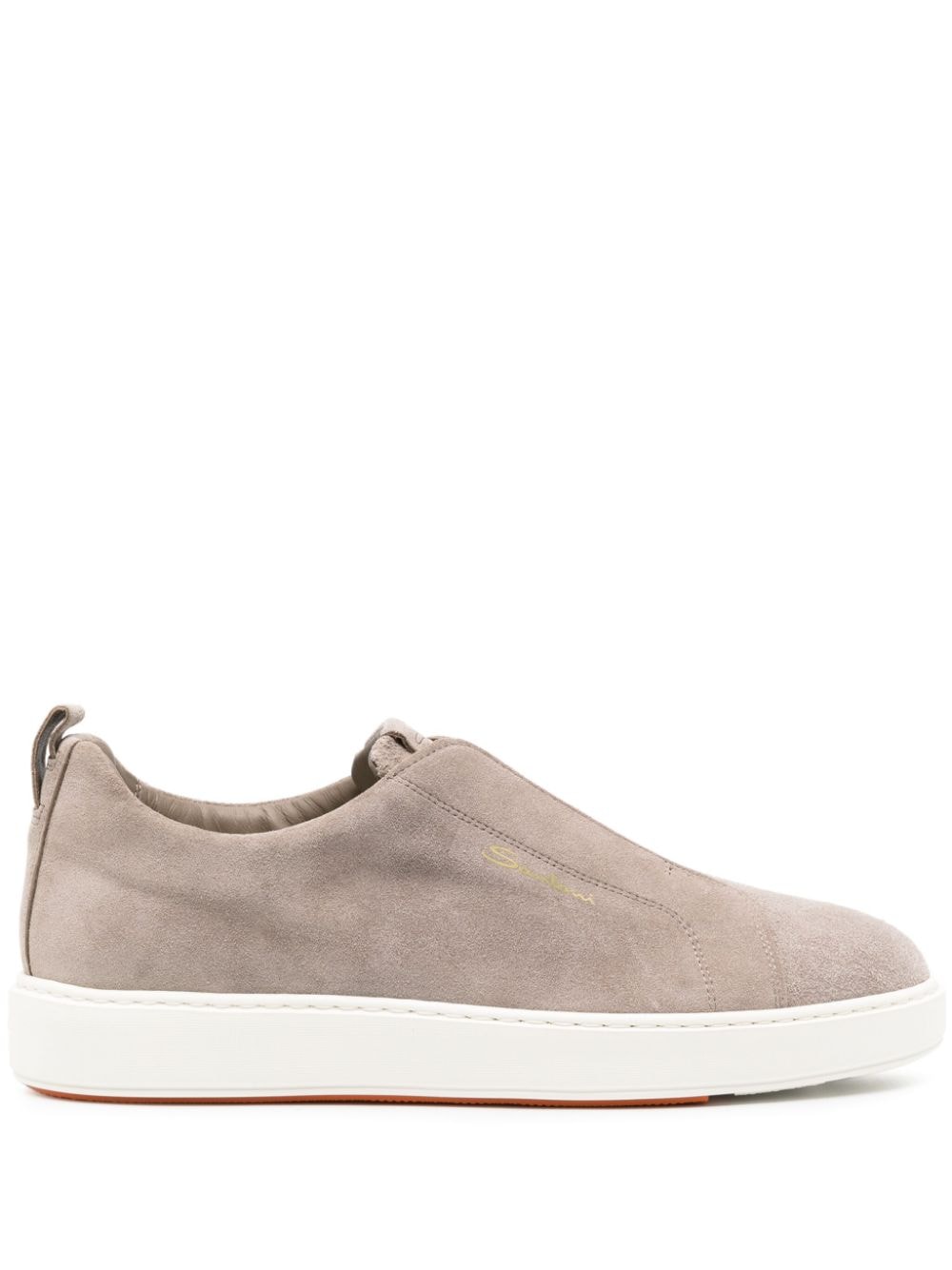 Santoni Slip-On-Sneakers aus Wildleder mit Logo-Print - Grau von Santoni