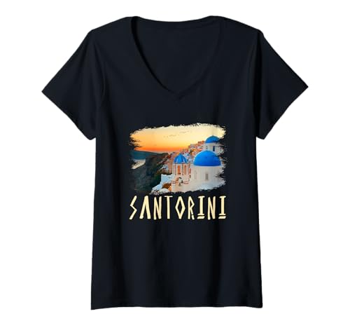 Damen Santorini Griechenland - Santorin T-Shirt mit V-Ausschnitt Damen Santorini Griechenland - Santorin T-Shirt mit V-Ausschnitt von Santorini Souvenir Store