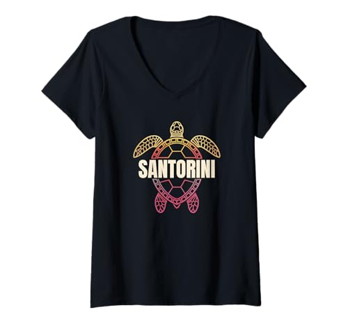 Damen Santorini Griechenland - Santorin T-Shirt mit V-Ausschnitt von Santorini Souvenir Store