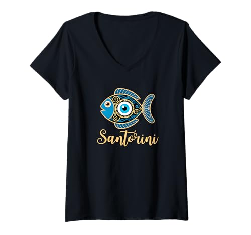 Damen Santorini Griechenland - Santorin T-Shirt mit V-Ausschnitt Damen Santorini Griechenland - Santorin T-Shirt mit V-Ausschnitt von Santorini Souvenir Store