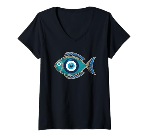 Damen Santorini Griechenland - Santorin T-Shirt mit V-Ausschnitt von Santorini Souvenir Store