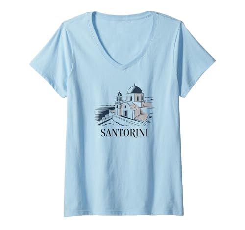Damen Santorini Griechenland - Santorin T-Shirt mit V-Ausschnitt Damen Santorini Griechenland - Santorin T-Shirt mit V-Ausschnitt von Santorini Souvenir Store