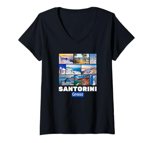 Damen Santorini Griechenland - Santorin T-Shirt mit V-Ausschnitt Damen Santorini Griechenland - Santorin T-Shirt mit V-Ausschnitt von Santorini Souvenir Store
