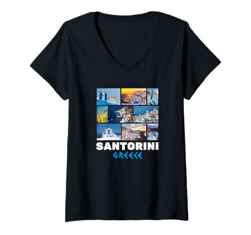 Damen Santorini Griechenland - Santorin T-Shirt mit V-Ausschnitt Damen Santorini Griechenland - Santorin T-Shirt mit V-Ausschnitt von Santorini Souvenir Store