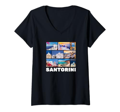 Damen Santorini Griechenland - Santorin T-Shirt mit V-Ausschnitt Damen Santorini Griechenland - Santorin T-Shirt mit V-Ausschnitt von Santorini Souvenir Store