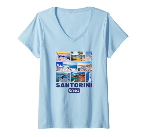 Damen Santorini Griechenland - Santorin T-Shirt mit V-Ausschnitt Damen Santorini Griechenland - Santorin T-Shirt mit V-Ausschnitt von Santorini Souvenir Store