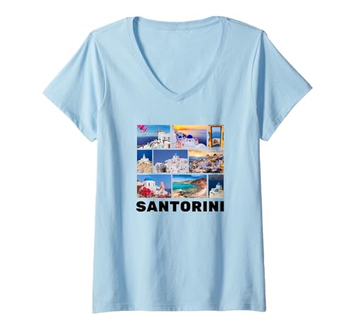 Damen Santorini Griechenland - Santorin T-Shirt mit V-Ausschnitt Damen Santorini Griechenland - Santorin T-Shirt mit V-Ausschnitt von Santorini Souvenir Store
