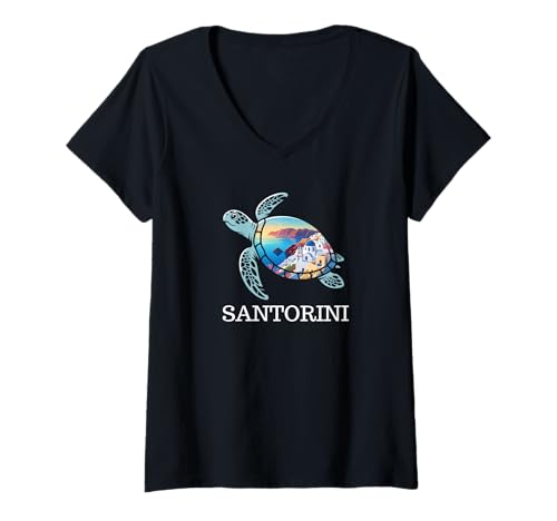 Damen Santorini Griechenland - Santorin T-Shirt mit V-Ausschnitt Damen Santorini Griechenland - Santorin T-Shirt mit V-Ausschnitt von Santorini Souvenir Store