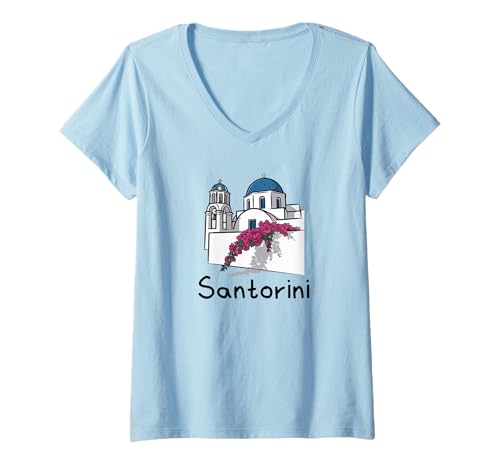 Damen Santorini Griechenland - Santorin T-Shirt mit V-Ausschnitt Damen Santorini Griechenland - Santorin T-Shirt mit V-Ausschnitt von Santorini Souvenir Store