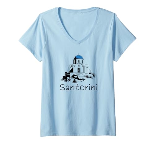 Damen Santorini Griechenland - Santorin T-Shirt mit V-Ausschnitt Damen Santorini Griechenland - Santorin T-Shirt mit V-Ausschnitt von Santorini Souvenirs