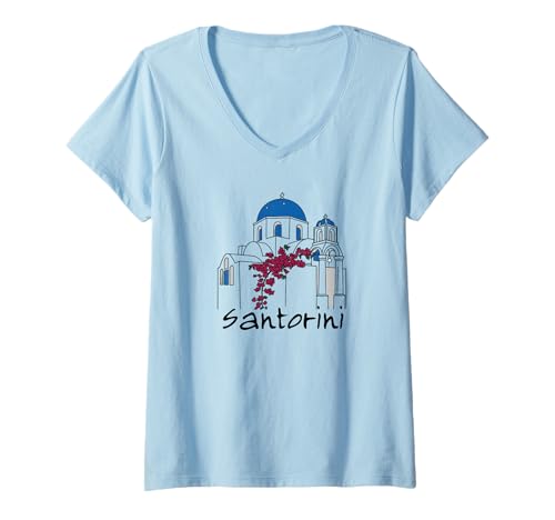 Damen Santorini Griechenland - Santorin T-Shirt mit V-Ausschnitt Damen Santorini Griechenland - Santorin T-Shirt mit V-Ausschnitt von Santorini Souvenirs