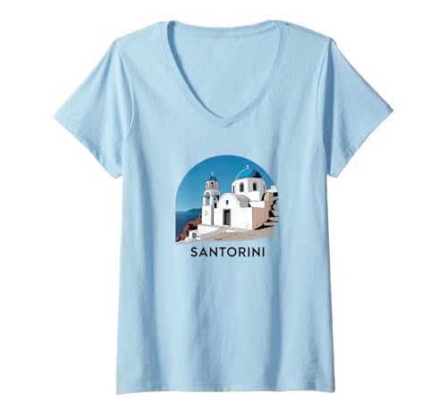 Damen Santorini Griechenland - Santorin T-Shirt mit V-Ausschnitt Damen Santorini Griechenland - Santorin T-Shirt mit V-Ausschnitt von Santorini Souvenirs