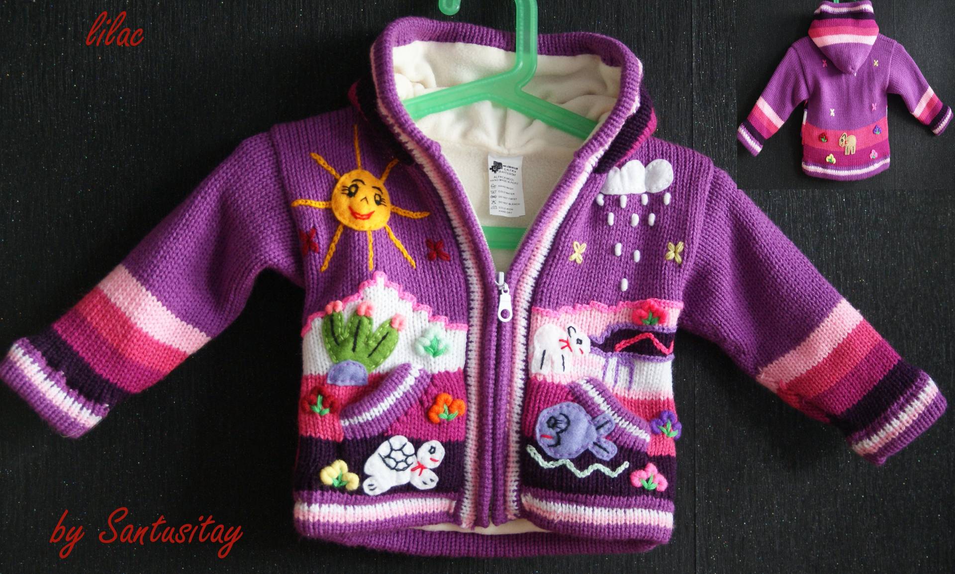 0 Bis 12 Monate Fleece Gefüttert Alpaka Wolle Pullover Mädchen Jungen Kinder Hoodie Strickjacke Weich Warm Gestrickt Bestickt Lustige Applikation von Santusitay