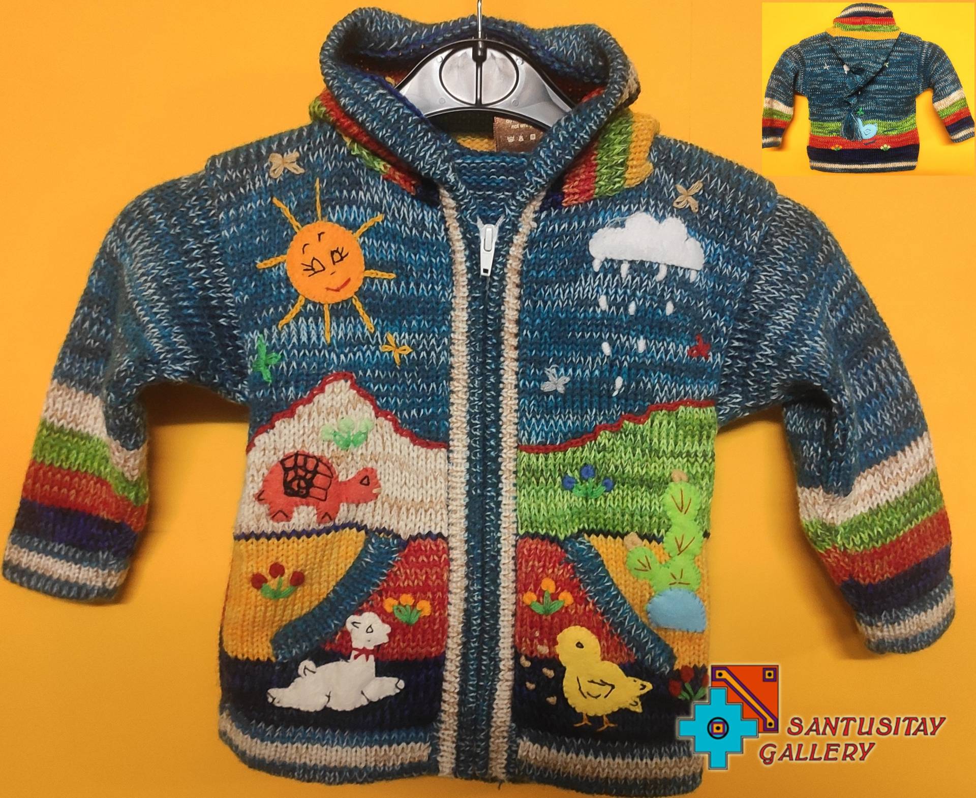 2 Jahre Alter Pullover Mädchen Jungen Kinder Lang Fee Hoodie Strickjacke Alpaka Wolle Weich Warm Gestrickt Lustige Applikation Bestickt von Santusitay