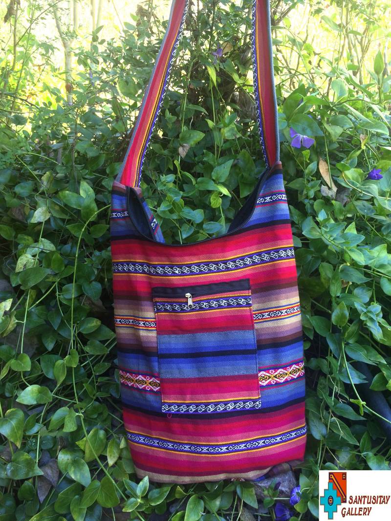 Anden Schöne Bunte Hand Schultertasche Ethno in Hippie Pink Schwarz Rot Blau von Santusitay