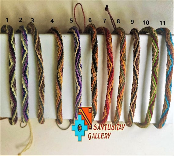 Auf Dem Webstuhl Gewebtes Armband Freundschaft Alpaka Wolle Hand Made Twist Handgearbeitetes Bunt Hippi Boho Beige Blau Gewebt von Santusitay