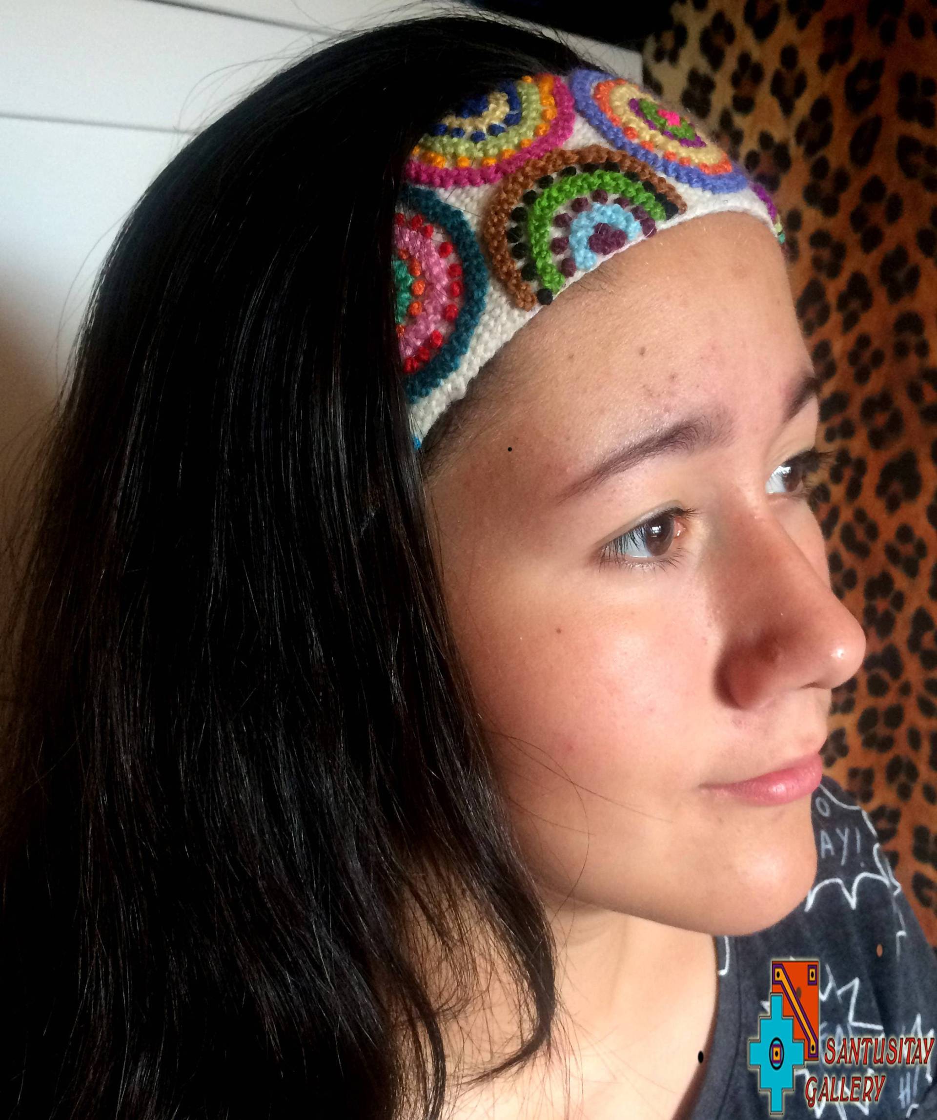 Handgefertigte Kopfband Bestickt Alpaka Wolle Baumwolle Fertig Hippie Farben Boho Creme Türkis Lila Braun Gelb Rosa von Santusitay