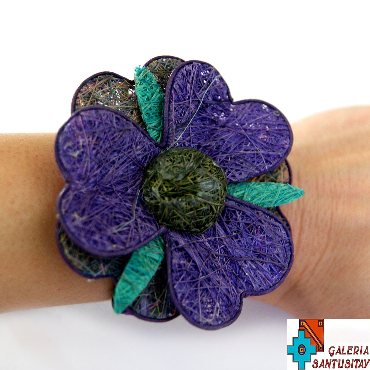Lila Blume Seegras Perlen Verziert Armband Makramee Holzperlen Natürliche Farbe Hippie Boho Geschenk von Santusitay