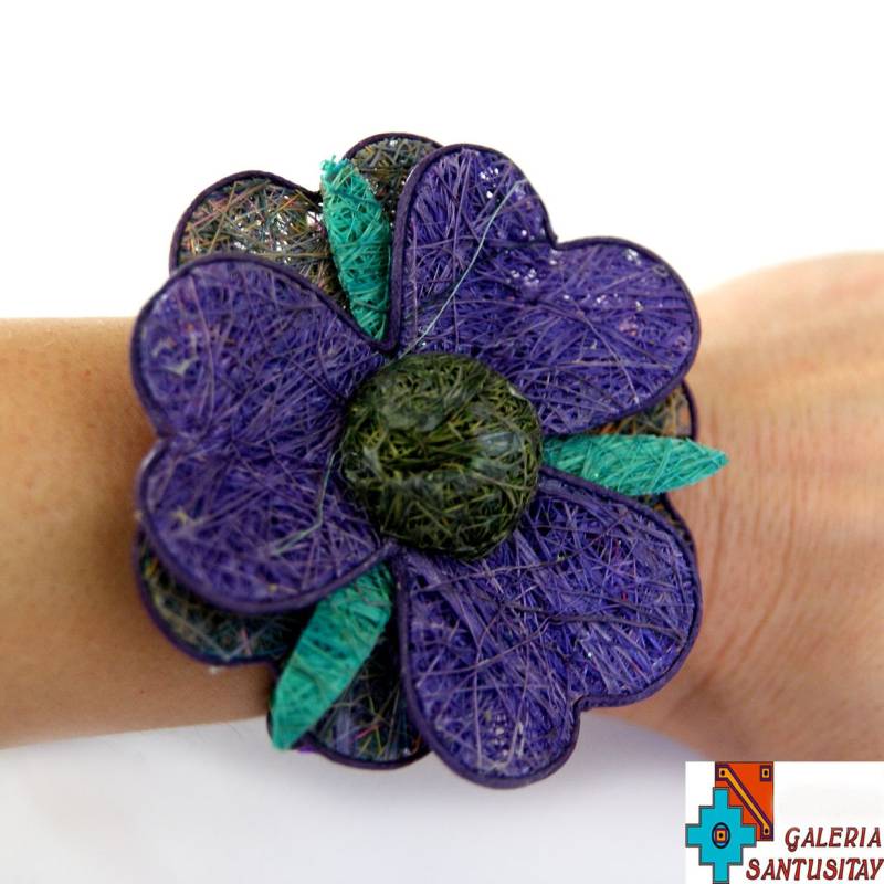 Lila Blume Seegras Perlen Verziert Armband Makramee Holzperlen Natürliche Farbe Hippie Boho Geschenk von Santusitay