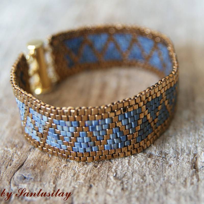 Luxus Perlen Armband Bestickt Peyotl Stich Goldenen Hämatit Grau Matte Toho Geschenk von Santusitay